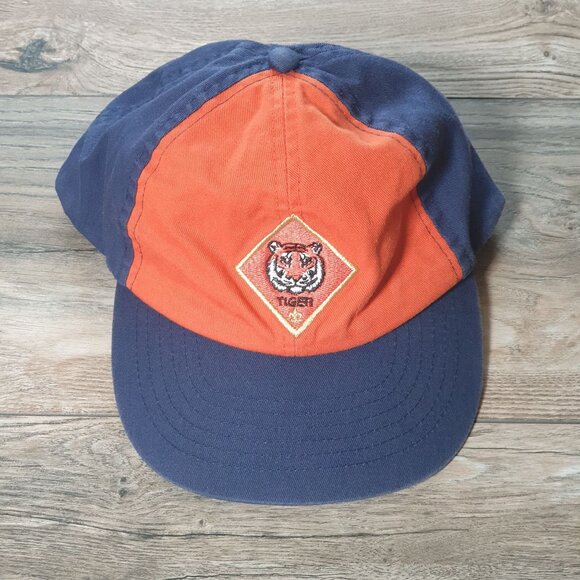 Cub Scout Tiger Youth Cap S M Adjustable Orange Navy Embroidered Cap Hat Meeting - Picture 1 of 4